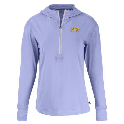 LSU Tigers Cutter & Buck Silhouette Tiger Women's Lightweight Daybreak Eco Half Zip Pullover - Hyacinth