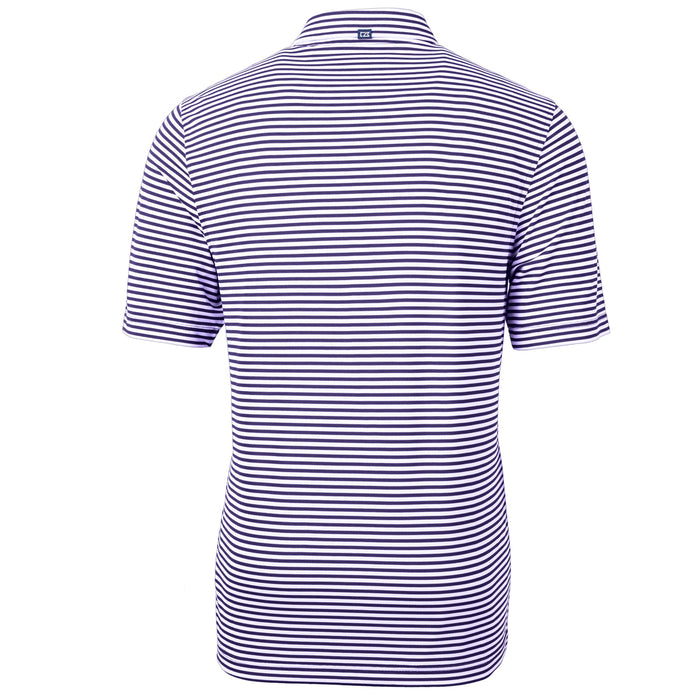 LSU Tigers Cutter & Buck Silhouette Virtue Eco Pique Stripe Recycled Polo - Purple