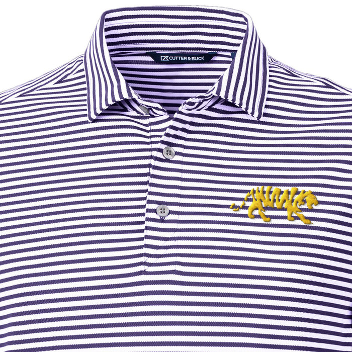 LSU Tigers Cutter & Buck Silhouette Virtue Eco Pique Stripe Recycled Polo - Purple