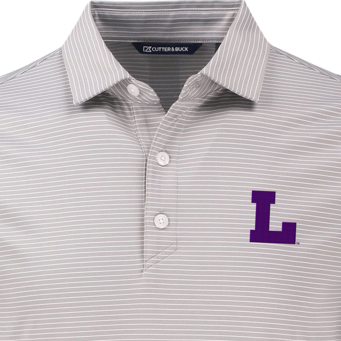 LSU Tigers Cutter & Buck Vault L Forge Fine Line Stripe Stretch Polo - Polished / White