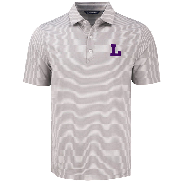 LSU Tigers Cutter & Buck Vault L Forge Fine Line Stripe Stretch Polo - Polished / White