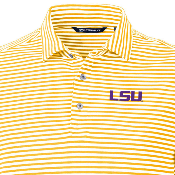 LSU Tigers Cutter & Buck Virtue Eco Pique Stripe Recycled Polo - Gold