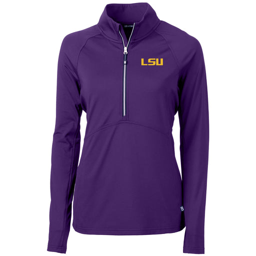 LSU Tigers Cutter & Buck Women's Adapt Eco Knit Stretch Half Zip Pullover - Purple