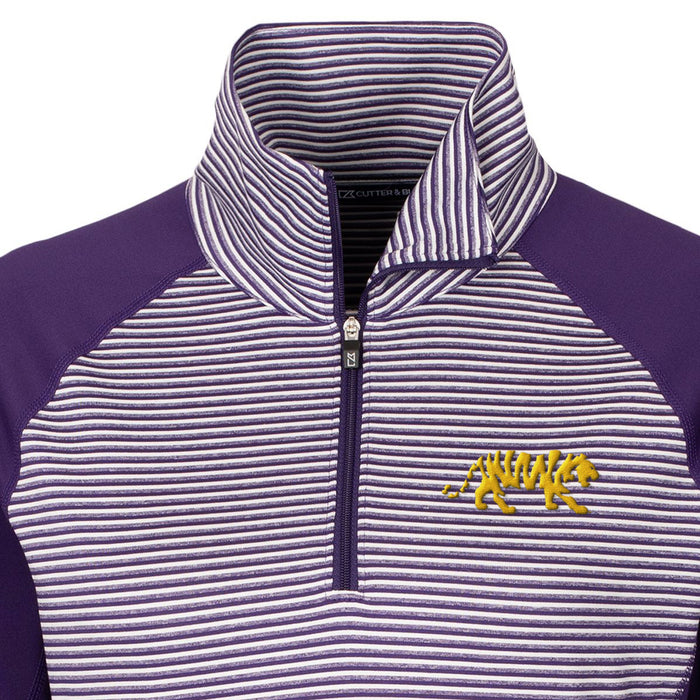 LSU Tigers Cutter & Buck Women's Forge Tonal Stripe Stretch Half Zip Top - Purple