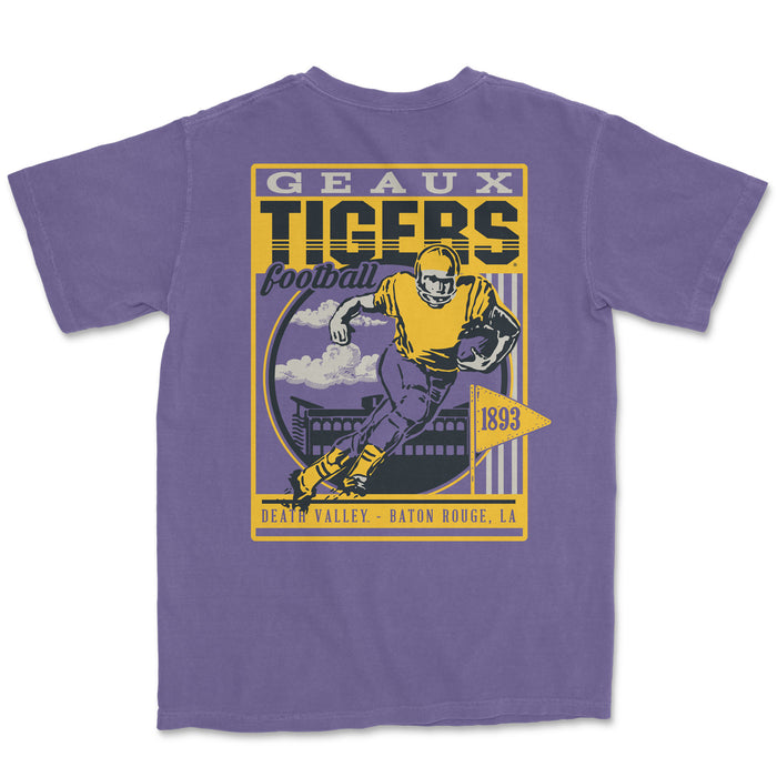 LSU Tigers Football Retro Poster Garment Dyed T-Shirt - Grape