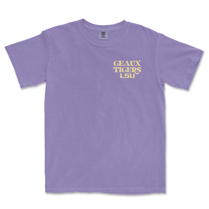 LSU Tigers Funky Tiger Silhouette Garment Dyed T-Shirt - Violet