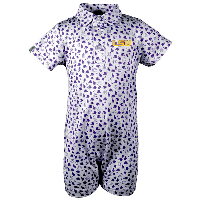 LSU Tigers Garb Earnest Performance Infant Onesie Polo Romper - White / Purple