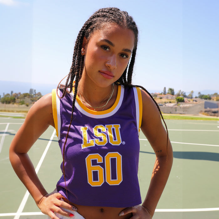 LSU Tigers Hype & Vice Basketball Jersey Retro Crop - Purple