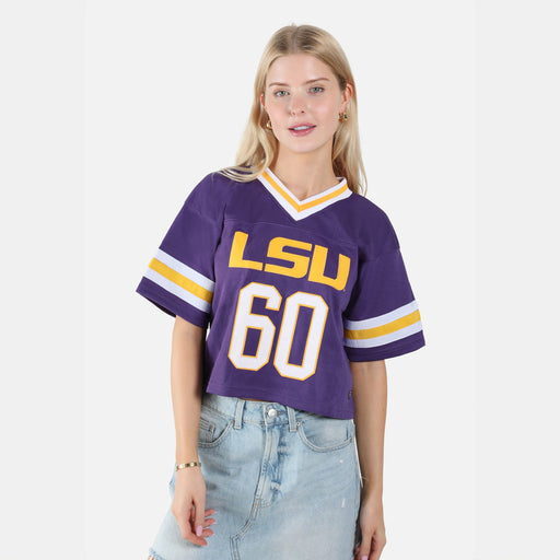 LSU Tigers Hype & Vice Football Jersey Retro Crop - Purple