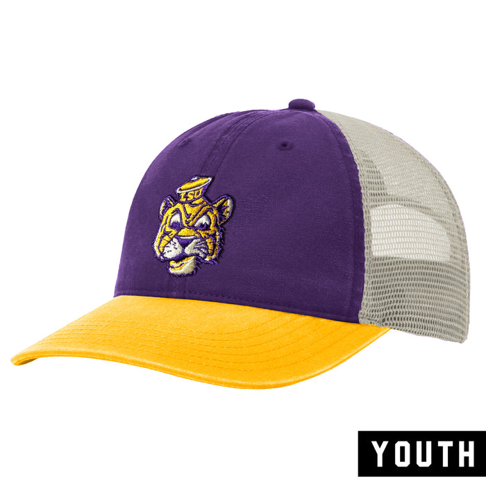 LSU Tigers Image One Beanie Mike Two-Tone Youth Mesh Trucker Hat - Purple / Gold