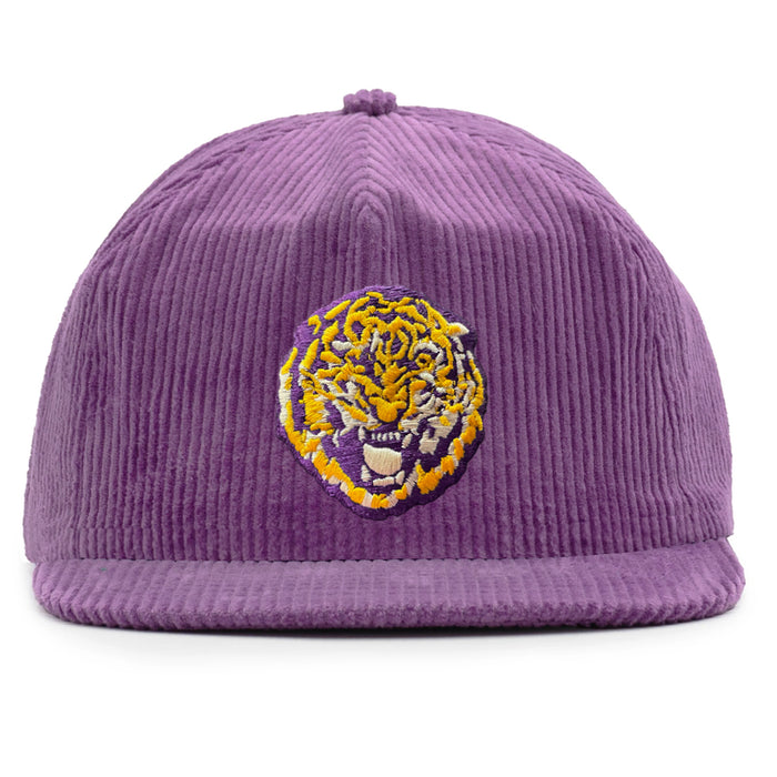 LSU Tigers Image One Round Vault Five Panel Snapback Corduroy Hat - Purple