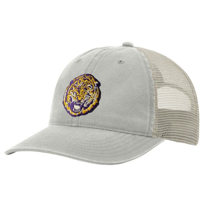 LSU Tigers Image One Round Vault Mesh Trucker Hat - Light Grey