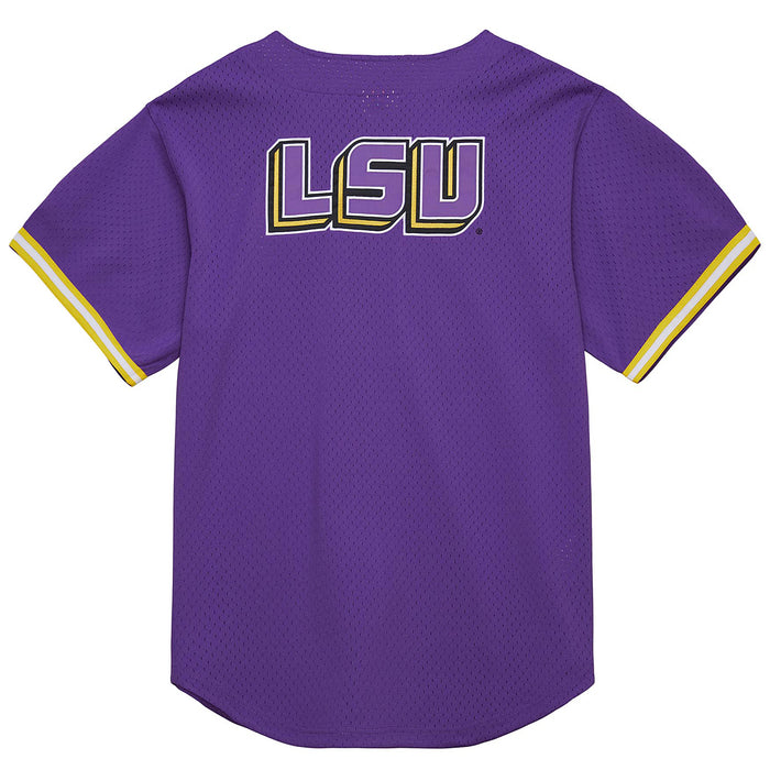 LSU Tigers Mitchell & Ness Beanie Mike Game Time Mesh Button Front Jersey - Purple