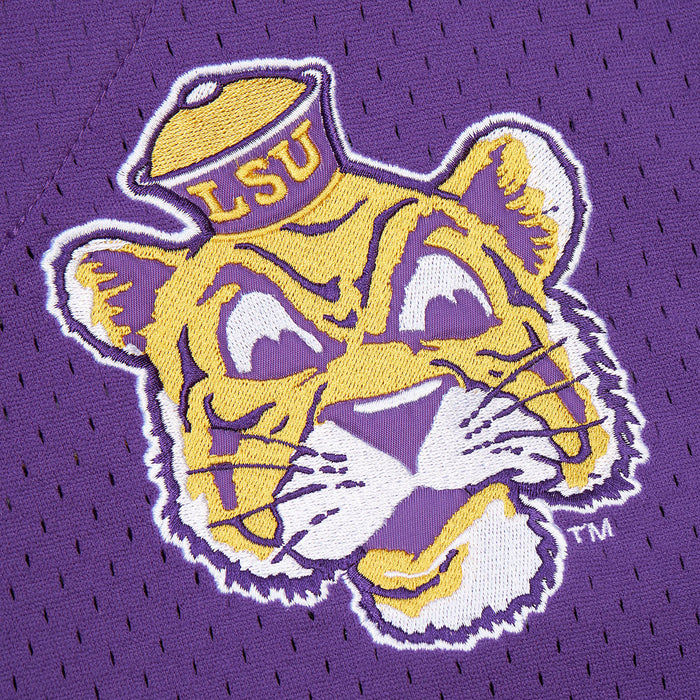 LSU Tigers Mitchell & Ness Beanie Mike Game Time Mesh Button Front Jersey - Purple