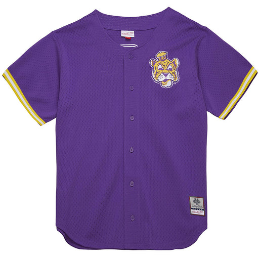 LSU Tigers Mitchell & Ness Beanie Mike Game Time Mesh Button Front Jersey - Purple