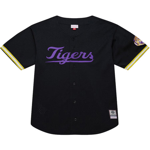 LSU Tigers Mitchell & Ness Round Vault On The Clock Mesh Button Front Jersey - Black