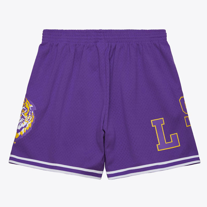 LSU Tigers Mitchell & Ness Round Vault Team ID Mesh Pocket Shorts - Purple