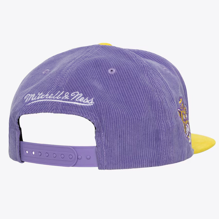 LSU Tigers Mitchell & Ness Vault Interlock Sueduroy Two-Tone Snapback Hat - Purple / Gold