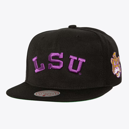 LSU Tigers Mitchell & Ness Vault Triple Play Snapback Hat - Black