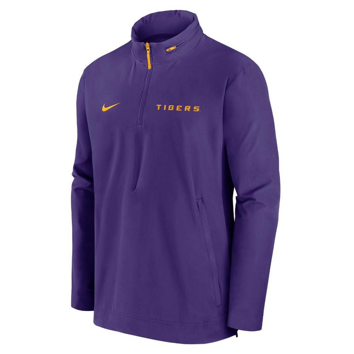 LSU Tigers Nike 2024 Coach Performance Half-Zip Hooded Jacket - Purple