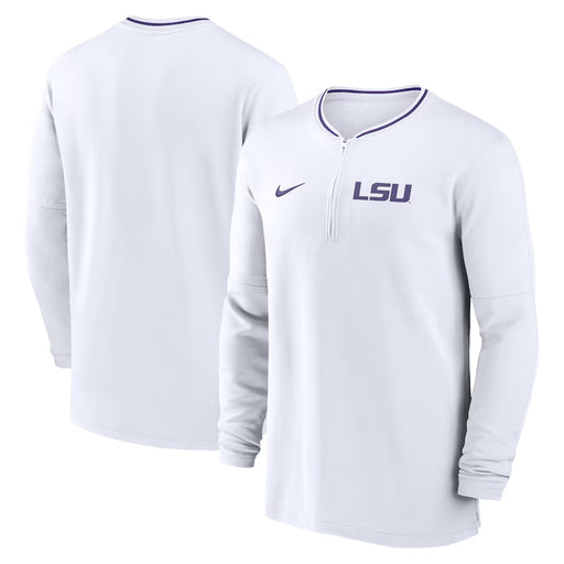 LSU Tigers Nike 2024 Sideline Coach Performance Half-Zip Long Sleeve Top - White