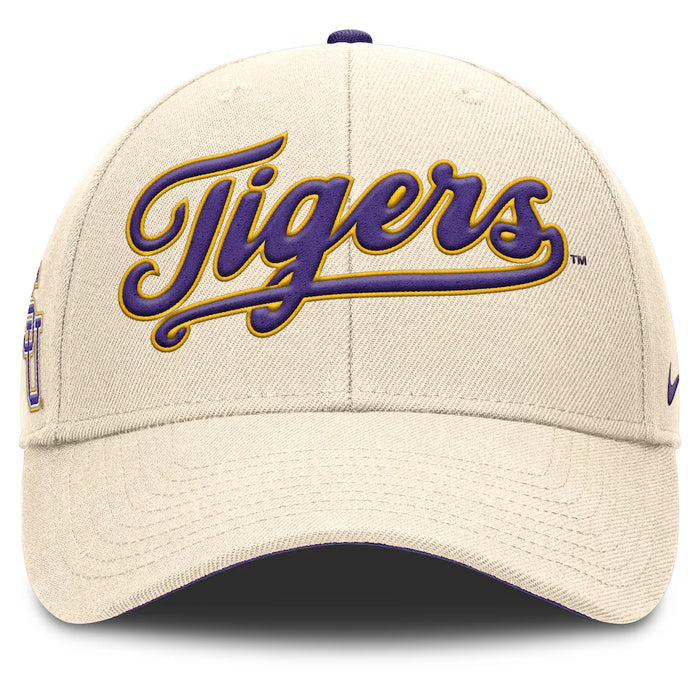 LSU Tigers Nike Baseball Script Primetime Rise Adjustable Structured Hat - Natural