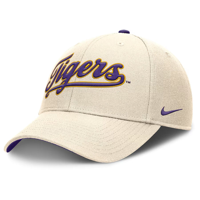 LSU Tigers Nike Baseball Script Primetime Rise Adjustable Structured Hat - Natural