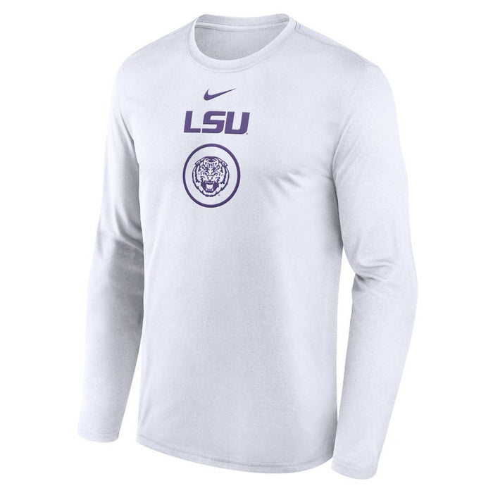 LSU Tigers Nike Basketball Courtside Practice Dri-Fit Performance Long Sleeve T-Shirt - White