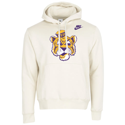 LSU Tigers Nike Beanie Mike Club Fleece Pullover Hoodie Sweatshirt - Natural