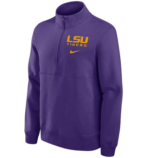 LSU Tigers Nike Club Fleece 1/2 Zip Pullover Sweatshirt - Purple