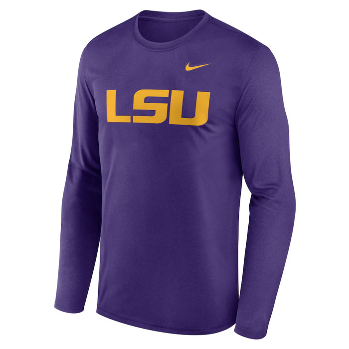 LSU Tigers Nike Dri-Fit Primary Logo Performance Long Sleeve T-Shirt - Purple