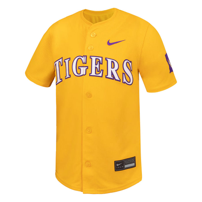 LSU Tigers Nike Full-Button Performance Replica Double-knit Mesh Youth Baseball Jersey - Gold