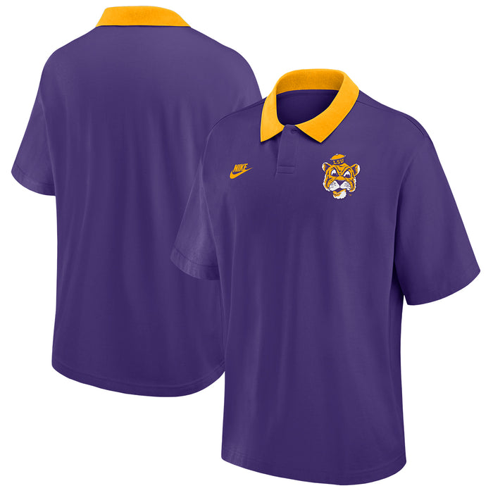 LSU Tigers Nike Beanie Mike Throwback Legacy Heavyweight Cotton Jersey Polo - Purple