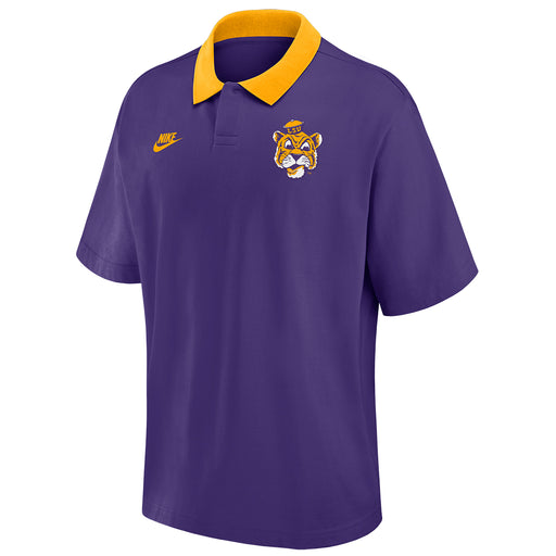 LSU Tigers Nike Beanie Mike Throwback Legacy Heavyweight Cotton Jersey Polo - Purple