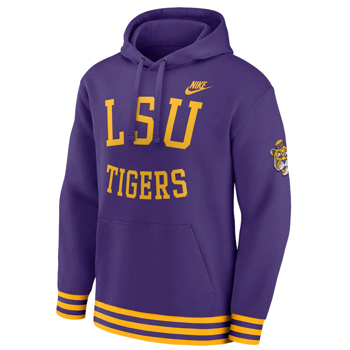 LSU Tigers Nike Legacy Retro Premium Applique Fleece Pullover Hoodie Sweatshirt - Purple