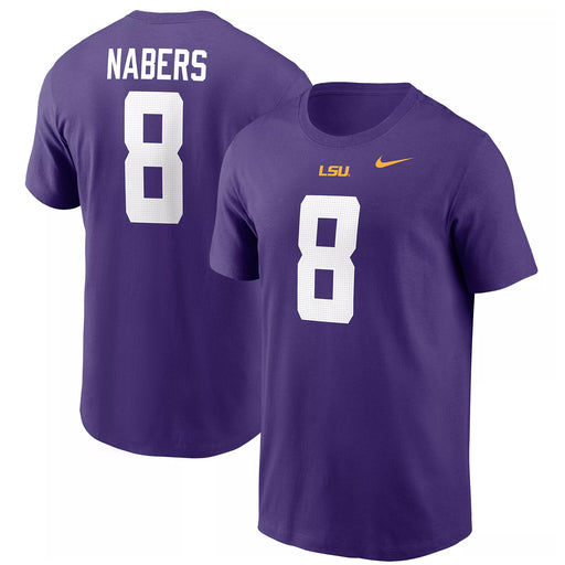 LSU Tigers Nike Malik Nabers #8 Football Jersey Player T-Shirt - Purple