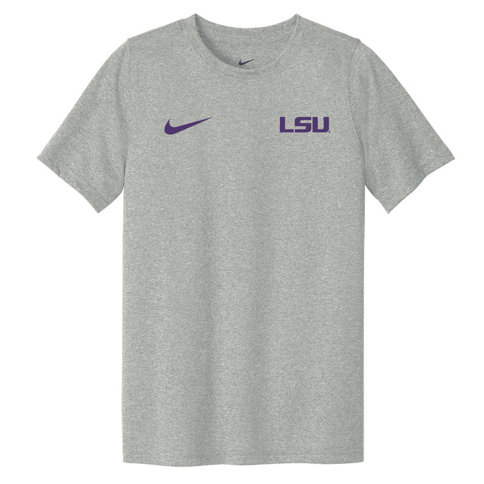 LSU Tigers Nike Small Geaux Font Performance Legend Youth T-Shirt - Grey