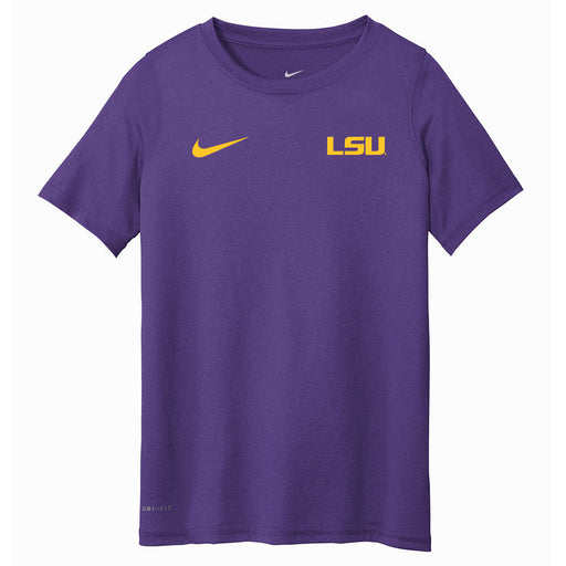 LSU Tigers Nike Small Geaux Font Performance Legend Youth T-Shirt - Orchid