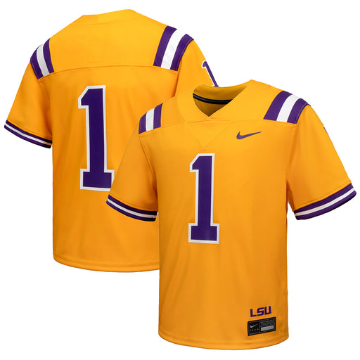 LSU Tigers Nike #1 Toddler / Youth Team Replica Alternate Football Jersey – Gold