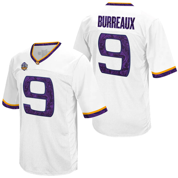 Joe Burrow Jersey LSU #9 NCAA College Football White Diamond Quest