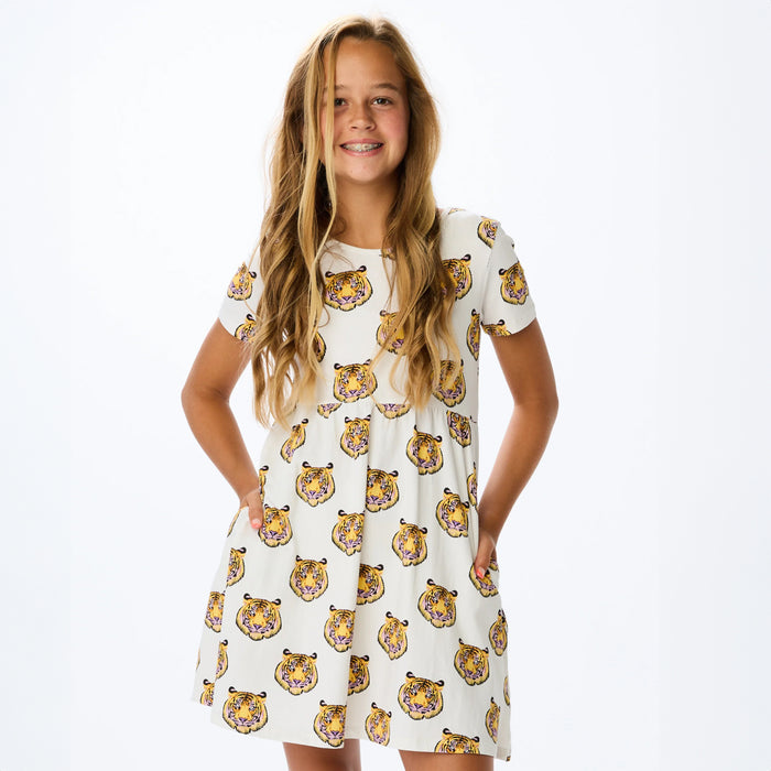 LSU Tigers Stewart Simmons Tiger Print Youth Pocket Dress - White