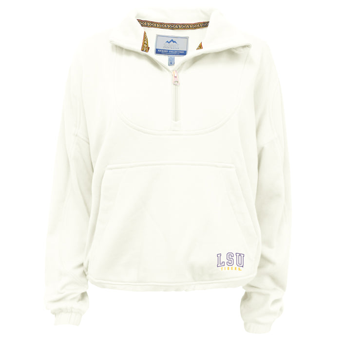 LSU Tigers Summit Women's Leslie Vintage Terry 1/4 Zip Sweatshirt - Cream