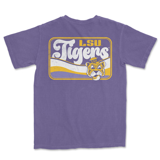 LSU Tigers Beanie Mike Wave Sign Garment Dyed T-Shirt - Grape