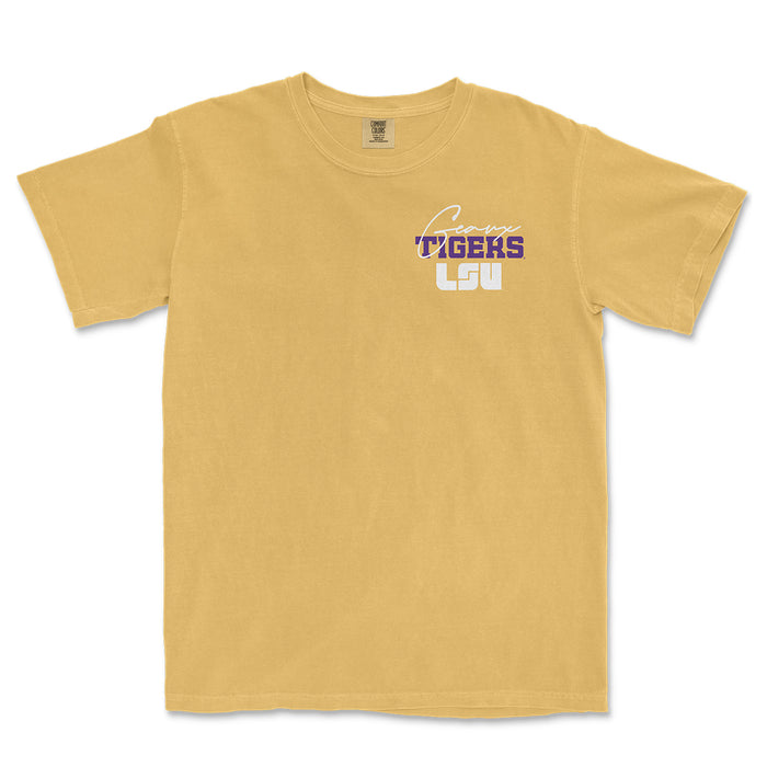 LSU Tigers Vintage Watermarks Garment Dyed T-Shirt - Mustard