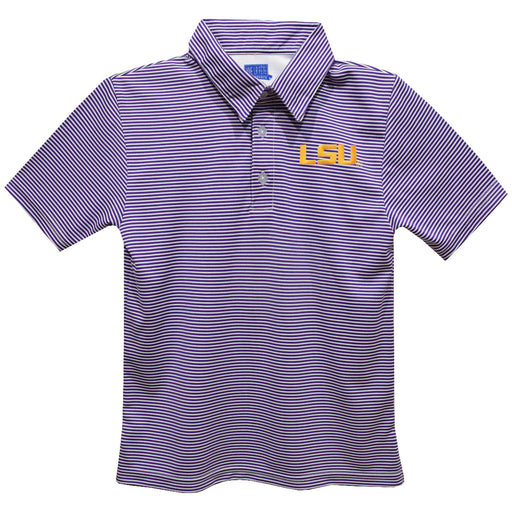 LSU Tigers Vive La Fete Ted Stripe Performance Kids Polo - Purple / White