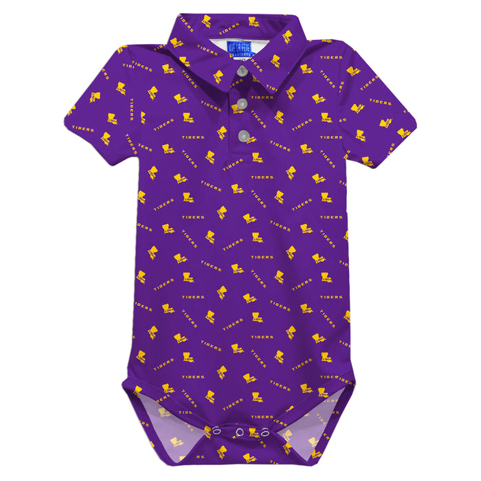 LSU Tigers Vive La Fette Theo State Pattern Performance Polo Onesie - Purple