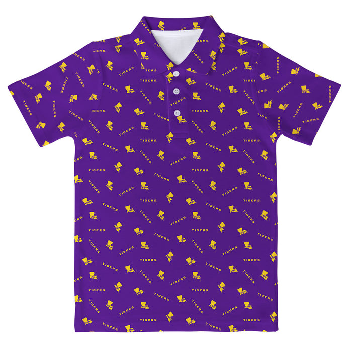 LSU Tigers Vive La Fette Theo State Pattern Kids Performance Polo - Purple