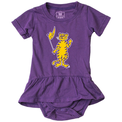 LSU Tigers Wes & Willy Pennant Ruffle Hopper Infant Bodysuite Onesie - Purple