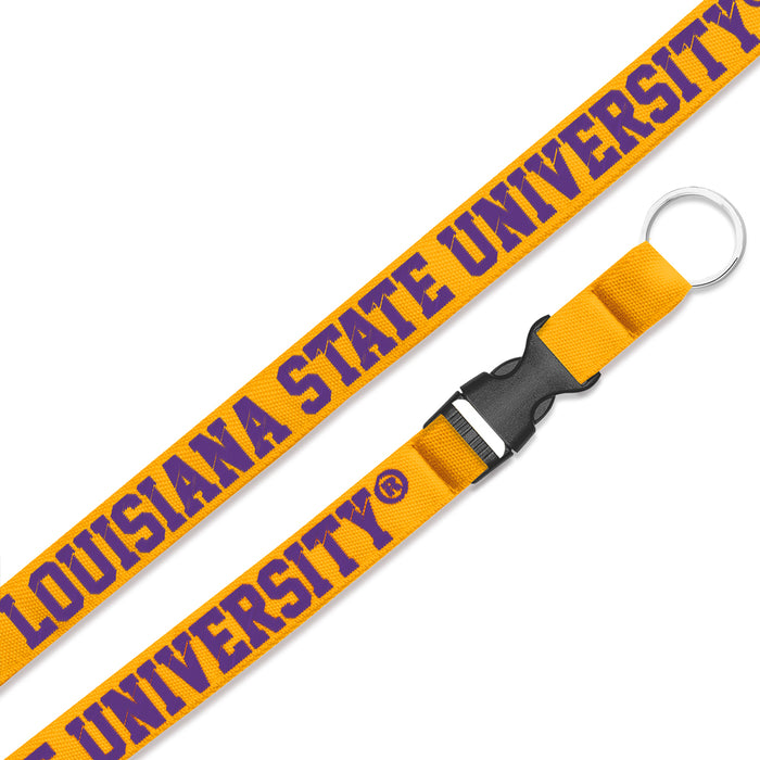 LSU Tigers Woven Text Detachable 3/4" Wide Lanyard