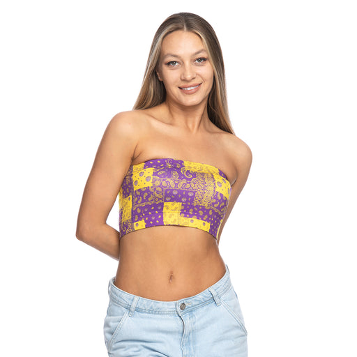 LSU Tigers ZooZatZ LSU Patchwork Bandeau Top - Purple / Gold